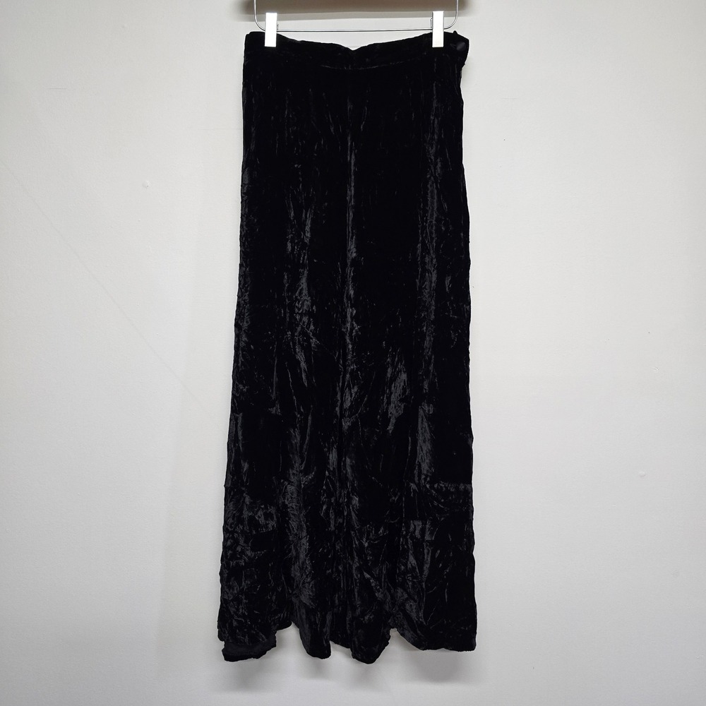 Deane & White Silk Blend Crushed Velvet Maxi Skirt Womens M Black Goth Y2K